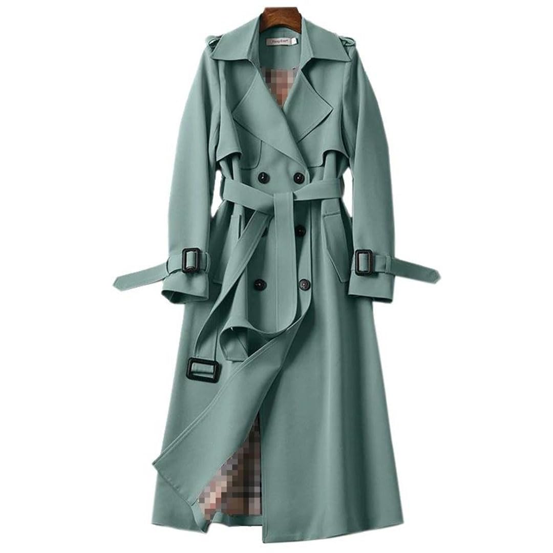 Cappotto da donna con cintura slim fit doppio petto medio lungo trench coat