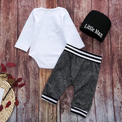 Tikoubabe Newborn Baby Boy Outfits Clothes Infant Cute Hipster Romper + Long Pants + Hat 3 Pcs New To The Crew Grey 0-3 Months 70Cm #TOP7