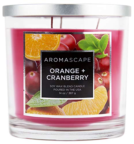 Aromascape PT40990 3-Wick Scented Jar Candle, Orange & Cranberry,14 Ounce