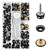 Kelife 150PCS  Stainless Steel Marine Grade 3/8" Socket Canvas Snaps Kit and Upholstery Boat Cover Snap Button Fastener Tool with 2Pcs Setting Tool for Boat Cover Furniture(Black)