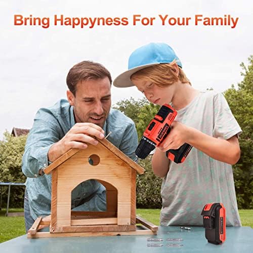 Cordless Drill with 2 Batteries, JUEMEL 20V Power Drill, Electric Screwdriver Drill Set (2 Battery 1500mAh / Charger / 18+1 Clutch / 2 Variable Speed / 3/8inch Chuck) for DIY Project