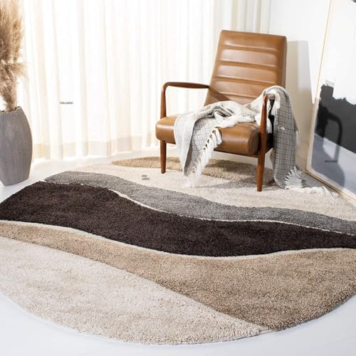 Image of 4x4 feet Soft Area Rug for Living Room and Bedroom, Modern Indoor Floor Carpet with Non-Slip Backing, Comfortable Decorative Home Decor Rug, Easy Clean & Durable- (0 Coffee, Round)