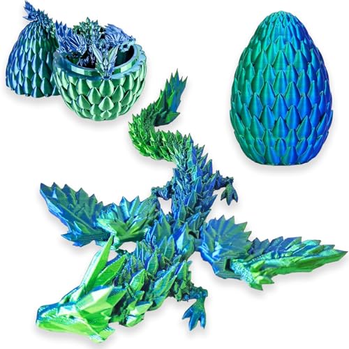 AHEJIOO Figure di drago a sorpresa, uovo di drago, drago 3D, drago con drago, giocattolo stampato, drago mobile 3D nell'uovo, per auto, uffici, case