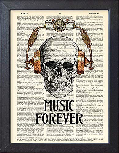 Skull in Steampunk Headphones Print Music Poster Studio Decor, Book Page Art steampunk buy now online Skull in Steampunk Headphones Print Music Poster Studio Decor, Book Page Art steampunk buy now online