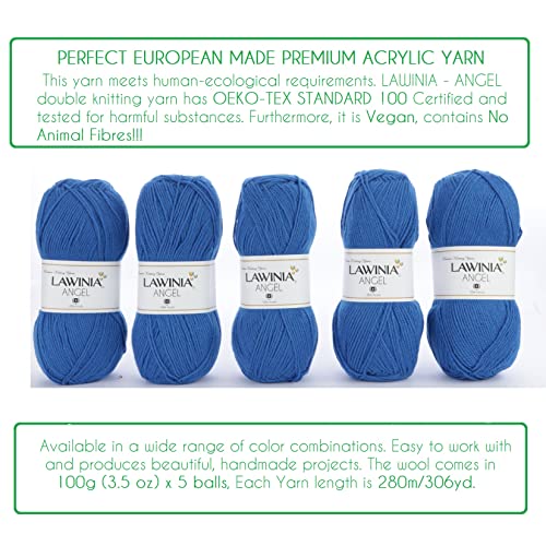 LAWINIA, ANGEL Premium DK Double Knitting Wool 100g Balls, Pack of 5, Each 280m 100% Acrylic OEKO-TEX Certified - Image 4