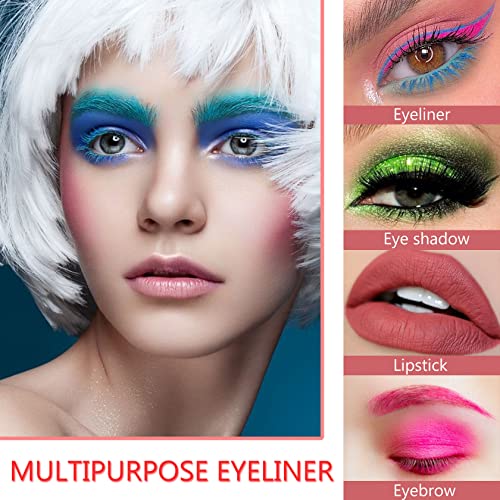 Cahiuyoa 3Pcs Green Eyeliner Pencil,Metallic Eyeliner Pen, Pearl Eyeliner Kit Shimmer Eye Shadow Pencil Glitter Eye Liners For Women Set-B #TOP4