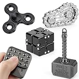5 Pcs Fidget Toys Adults Kids, Metal Fidgets Spinner, Hand Hammer Finger Spin Toy, Cool Gadgets Office Desk Toy Stress Relief Sensory Items for Stocking Stuffers for Teen Boys Adult Men Gift