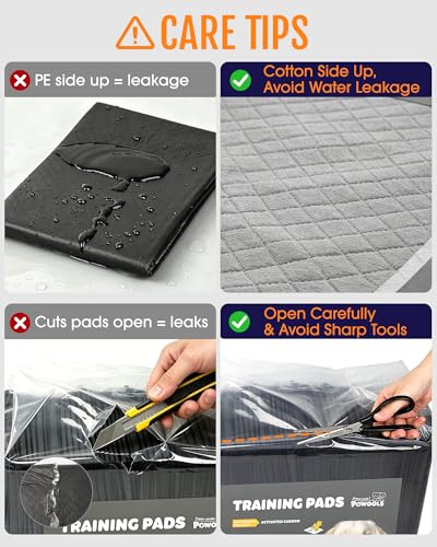 Image of Powools Charcoal Puppy Pads - 100 Packs, 34 inchx28 inch Ultra-Large Puppy Pads, Odor-Control Carbon Pee Pads for Dogs, 6-Layer Ultra-Absorbent & Quick-Dry Black Training Pads
