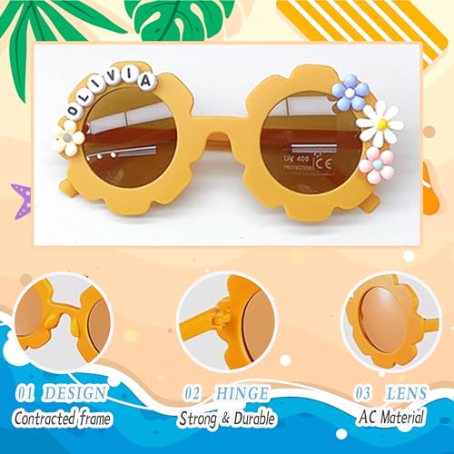 Customized Name Sunglasses for Girls Boys, Personalized Baby Floral Beach Summer Sunglasses2