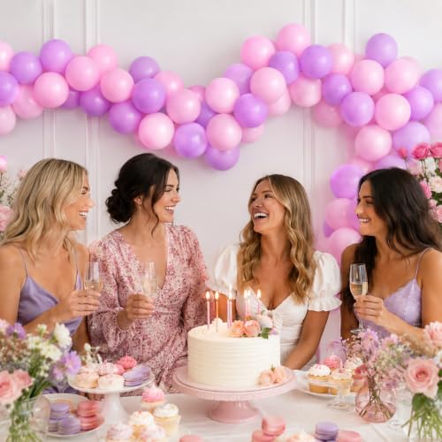 Image of Pink Purple Link Balloons,120Pcs Linking Balloons for Party Decorations