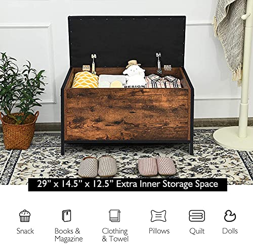 Shoe-Storage-Bench-with-lid-Bed-End-Bench-wPadded-Seat-PU-Leather-Flip-Top-Storage-Ottoman-Entryway-Storage-Stool-for-Bedroom-Hallway-Living-Room-Entryway-Vintage-Brown Shoe Storage Bench with lid Bed End Bench wPadded Seat PU Leather Flip Top Storage Ottoman Entryway Storage Stool for Bedroom Hallway Living Room Entryway Vintage Brown