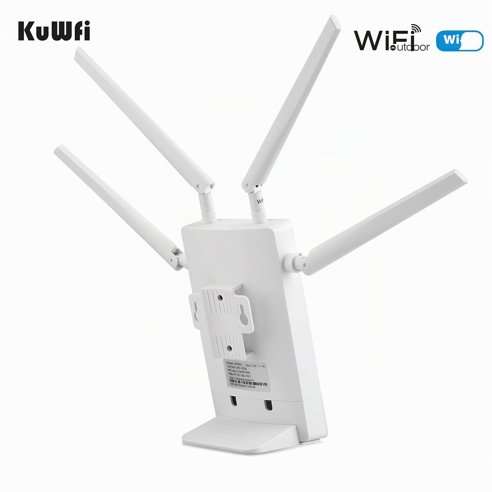 KuWFi Router 4G Con Sim, 150 Mbps/Wireless fino a 300Mbps Con Slot Per Scheda SIM Router 4G da Esterno Con Porte LAN/WAN, 4 Antenne Esterne Ad Alto Guadagno, Supporto10 Utenti