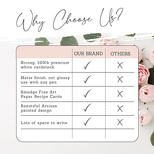 Set Of 50 Premium Recipe Cards 4X6 Double Sided, Kitchen Recipe Card Set, Plenty Of Blank Writing Space, Matte Non-Smudge Thick Paper Cards For Weddings, Bridal Showers Baby Showers Housewarming Gifts #TOP5