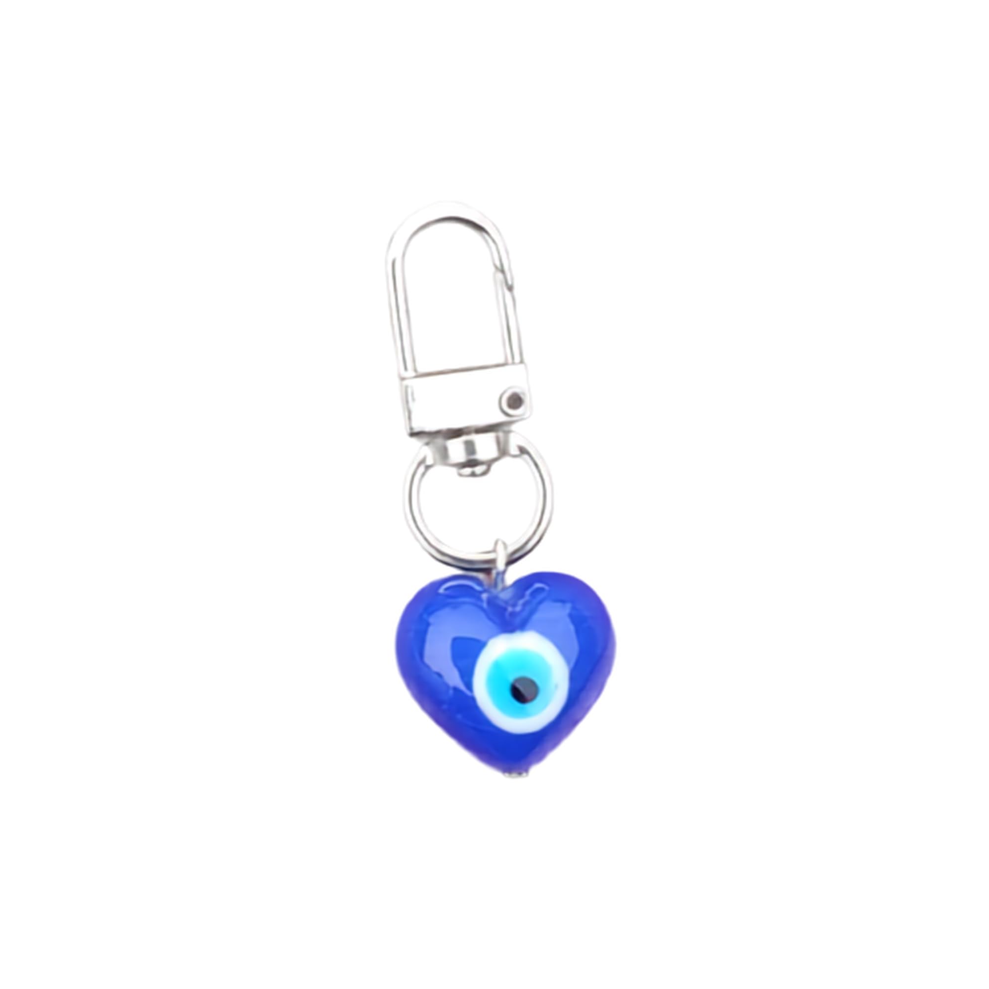 Blue Evil Eye Heart Keychain with Silver Metal Clasp Lucky Charm | Adds a stylish decorative touch to phones, tablets, cameras, keychains, bags-image-10