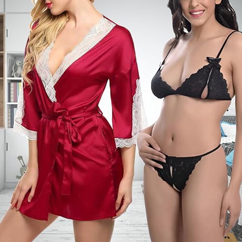 Image of Love Maker Soft Spandex Net Women Babydoll Honeymoon Nightwears Combo Small to 3XL