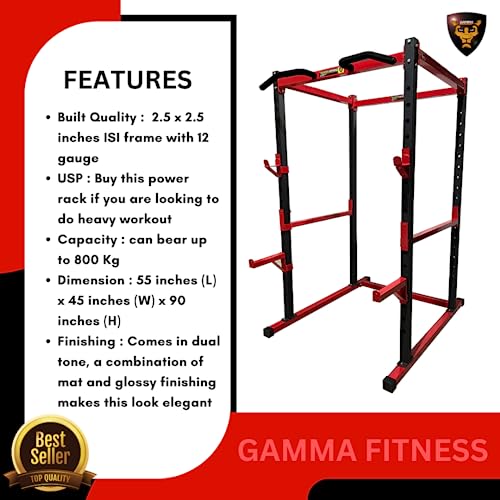 Image of Gamma Fitness Power Squat Rack PR-04 - Heavy-Duty 2.5 x 2.5 inch Frame with Inter-Locking Attachment Mechanism