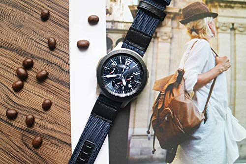 Olytop Galaxy Watch 3 Band 45Mm/46Mm Bands/Gear S3 Frontier Bands - 22Mm Quick Release Premium Nylon With Leather Strap Wrist Band For Samsung Gear S3 Frontier / Classic Smartwatch - Blue #TOP4