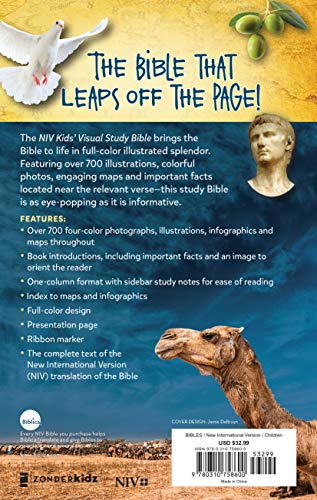 Niv, Kids' Visual Study Bible, Hardcover, Blue, Full Color Interior: Explore the Story of the Bible