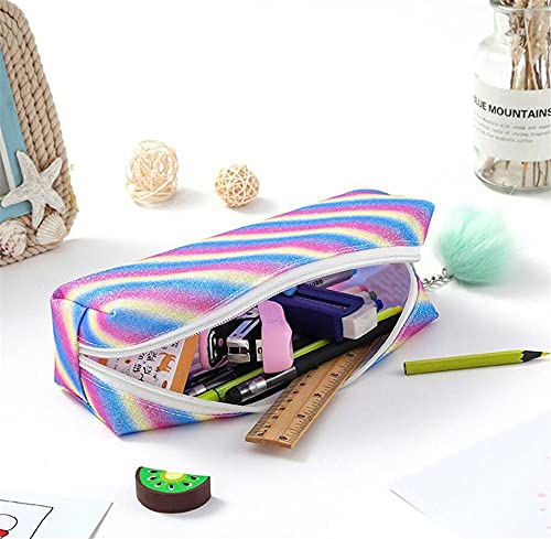 DUORUIMI Rainbow Pencil Case Pen Bag Holder Large Capacity with Glitters Office School Organizer Storage for Students Girls - Image 3