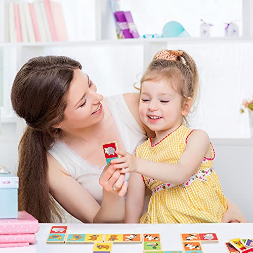 Imagination Generation Busy Barnyard Wooden Dominoes - Reversible! Classic And Matching Games (28Pcs) #TOP4