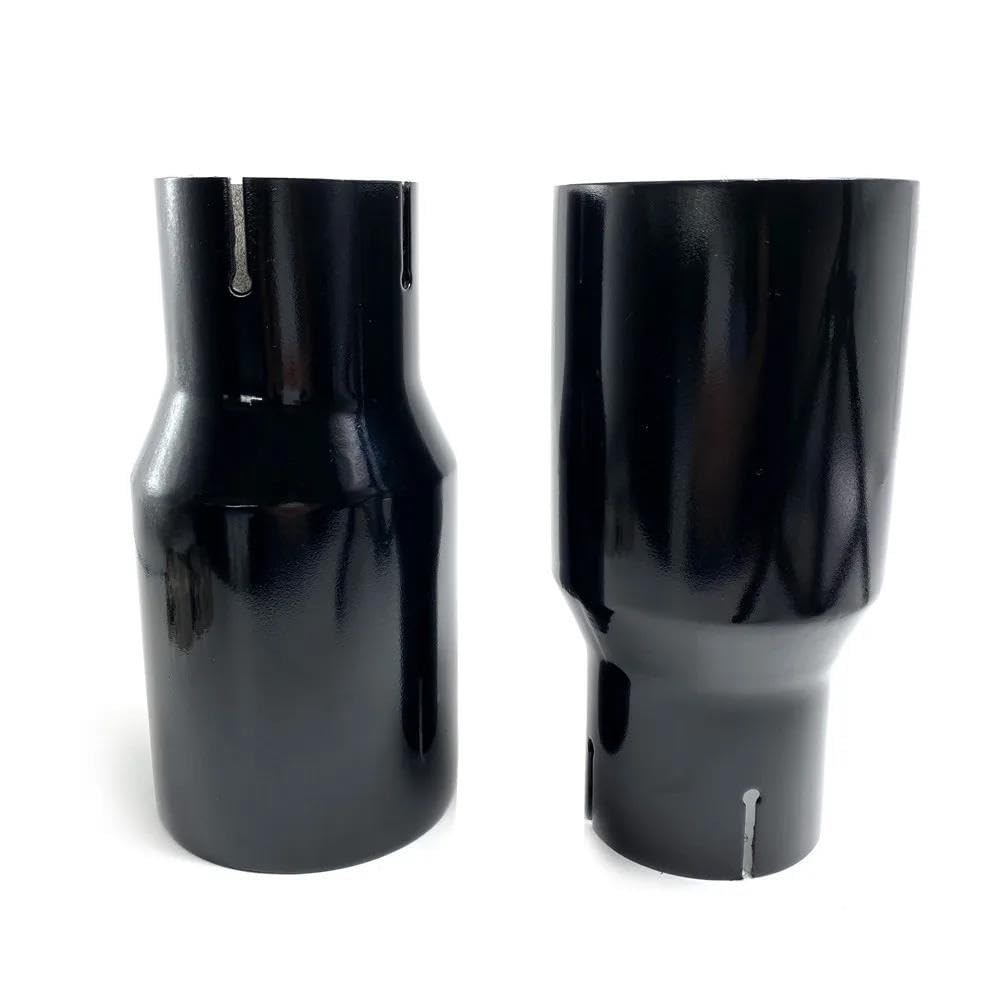 Terminale di Scarico 1 PC Per Benz Auto Acciaio Inox Nero Lucido Universale Scarico Marmitta Terminale Tubo Terminale Scarico Auto(51 IN-76MM OUT)