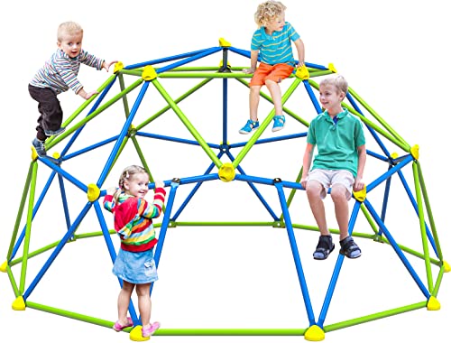 Image of GIKPAL Climbing Dome, 10FT Dome Climber with Canopy Monkey Bars for Kids 3 to 10 Outdoor Play Equipment, Supports up to 1000lbs Jungle Gym, Anti-Rust, Easy Assembly, Gift for Kids - Blue+Green