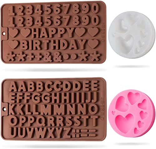 Chocolate Molds Silicone, Letter Molds for Chocolate, Edible Letter Number Heart for Cake Decorating, Letter Alphabet Heart Molds