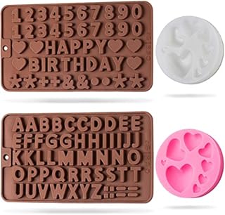 Chocolate Molds Silicone, Letter Molds for Chocolate, Edible Letter Number Heart for Cake Decorating, Letter Alphabet Heart Molds