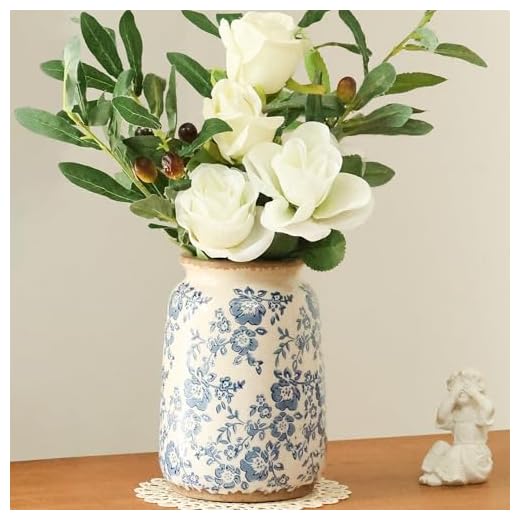 15 Stunning Hydrangea Centerpieces for Every Occasion 2 Ronasip Vintage Blue and White Chinoiserie Ceramic Vase, 6.9” Hand-Painted Peony Floral Design, Antique Style Home Decor