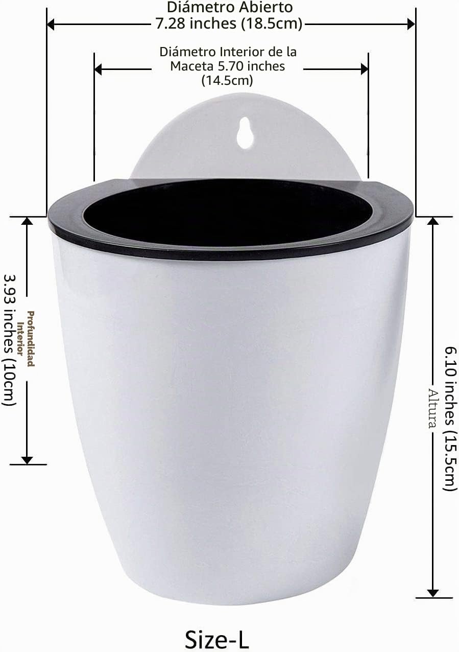 ShoppeWatch Macetas Colgantes con Riego Automatico 7 Unidades | Pared Maceteros Decorativas Interior | Jardineras Exterior Balcon Grande de 18,5 cm con Ganchos