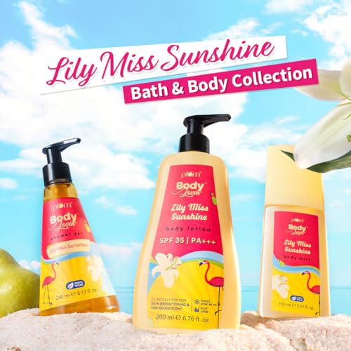 Image of Plum BodyLovin' Lily Miss Sunshine Shower Gel | SLS Free Body Wash For Women | Long Lasting Fresh Fruity-Floral Fragrance | Aloe-Infused Nourishing Body Cleanser For Soft & Smooth Skin | 240ml