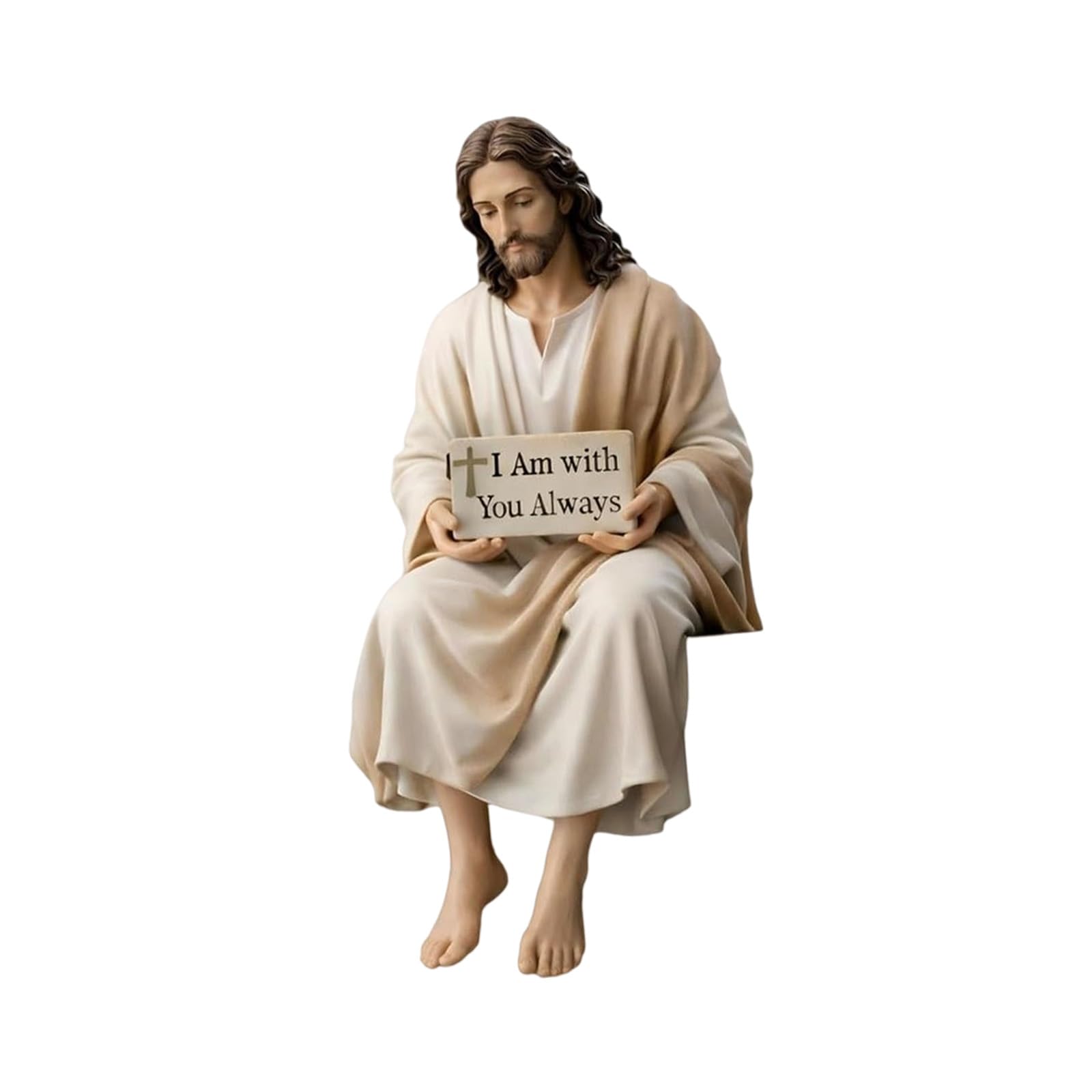 HDOYTXXM Resin Religious Sculpture with Companionship Inscription Plaques Desk Companionship Figurine for Meaningful Gift Giving Spiritual Gift