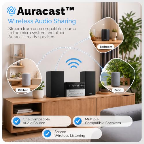 Image of Philips Bluetooth Stereo System for Home with CD Player for Home, Wireless Streaming Bluetooth 5.4 & Auracast, Upgraded 20W Sound, MP3, USB, Audio in, FM Radio, Micro Music Sound System