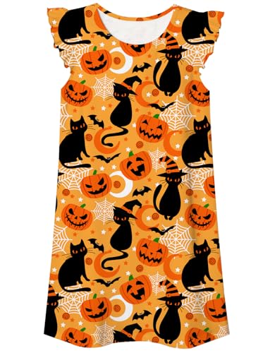 uideazone Girls Nightgowns Flutter Sleeve Pajamas Dress 3D Printed Princess Nightdress Size 5-12