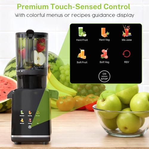 Image of Cold Press Juicer, Juicer Machines with 4.35 inch Wide Feed Chute Juice Extractor Machine, Slow Masticating juicer for Whole Vegetables & Fruits, High Juice Yield, Easy to Operation & Clean