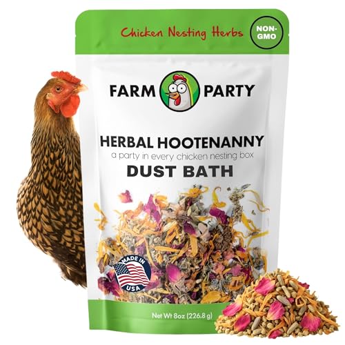 Farm Party Herbal Hootenanny Chicken Nesting Herbs 8oz - Chicken Dust Bath Mix Deodorizer Keeps Nest Boxes & Coop Fresh - Chicken Coop Herbs - Chicken Accessories for Coops