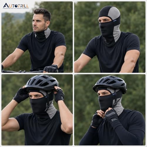 Image of AUTOFRILL Balaclava for Men - Full face mask for Bikers Helmet Liner & Head Cover for Men Breathable Mask for Motorcycle Riding & Cycling