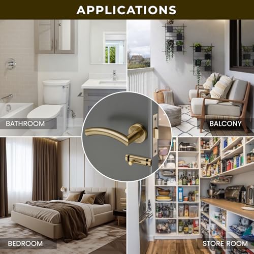 Image of LAPO Bathroom Lock Set | 45x45mm Lock Body | Brass Latch | Works with 30-50mm Door | Keyless Operation | Antique Finish | Left-Right Door Support | Easy Fit Setup | 3 Years Warranty | CMH-5T