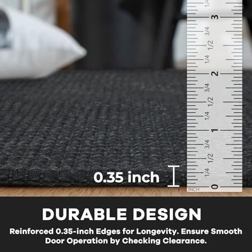 KOZYFLY Runners for Hallways 2x6 ft Washable Kitchen Runner Non Slip Rubber Backed Hall Runners Cotton Entryway Runner Rugs Floor Carpet for Indoor Backdoor Bedroom Kitchen, Black/Dark Grey