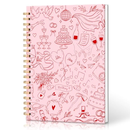 Wedding Spiral Notebook Wedding Engagement Journal Coquette Mr & Mrs Notebook Pink Engagement Bridal Office Supplies Gift for Bride-to-Be Gift for Women 5.5x8.2 Inch