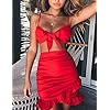 Relipop-Womens-Strap-Crop-Top-Outfit-Two-Piece-Backless-Bandage-Bodycon-Midi-Dress Relipop Women's Strap Crop Top Outfit Two Piece Backless Bandage Bodycon Midi Dress (Small, Red)