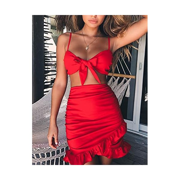 Relipop-Womens-Strap-Crop-Top-Outfit-Two-Piece-Backless-Bandage-Bodycon-Midi-Dress Relipop Women's Strap Crop Top Outfit Two Piece Backless Bandage Bodycon Midi Dress (Small, Red)
