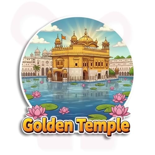 Image of Golden Temple Theme Souvenir Wooden Fridge Magnet for Refrigerator-Printed Stylish Magnet for Fridge Decoration | Kitchen Decor | Fridge Decoration | Size 3x3 Inches | Pack of 1