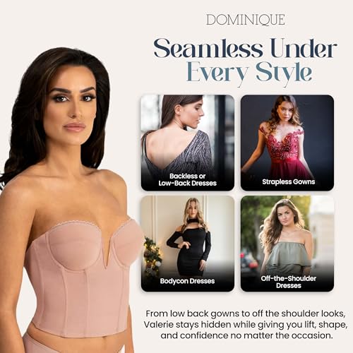 Dominique Valerie Backless Strapless Bra for Women #6390 - V-Wire Plunge, Memory Foam Cups - Lingerie for women4