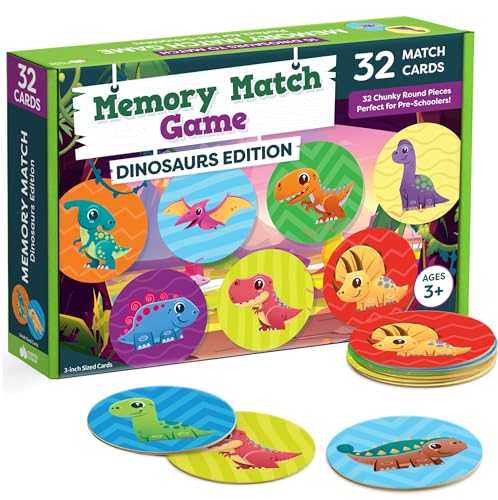 Dinosaur Toys for Kids 3-5 Matching Game - 32pc Dinosaur Games for Kids Memory Game - Kindergarten Preschool Educational Toys - Gifts for 3 Year Old Boys & Girls