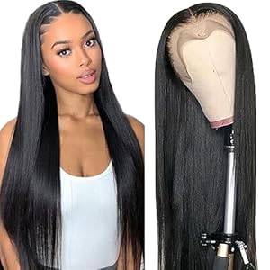 AiPliantfis Straight Human Hair Wig Natural Black Real Hair 13X6 Lace Glueless Wig Wear and Go Pre Plucked 150% Density Unprocessed Brazilian Remy Hair 16 Inch