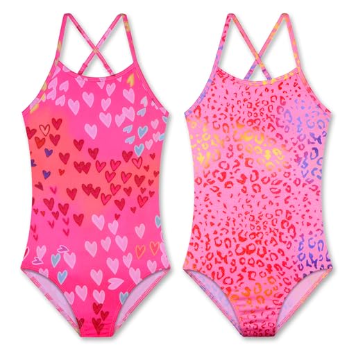 Image of LUOUSE Swimwear for Girls Swimsuits Quick Dry Cross-Back Adjustable Strap Bathing Suit for Kids 2-13 Years