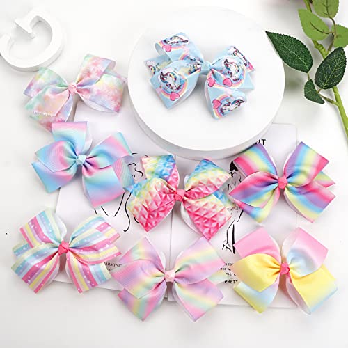 24Pcs 4.5Inch Bows For Girls Boutique Grosgrain Ribbon Rainbow Hair Bow Alligator Hair Clips Pigtail Bows Unicorn Hair Clips For Baby Girls Toddler Kids Children Teens In Pairs… #TOP3