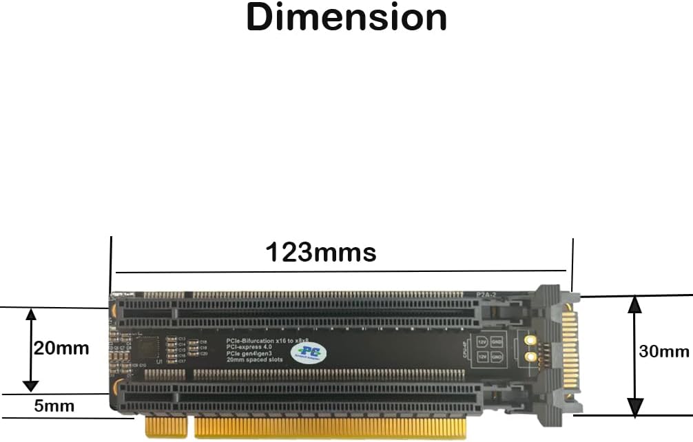 Sintech PCI-e 4.0 16X to 2 Ports PCIe 8X/16X Expansion Card,PCIe Bifurcation x16 to x8x8 Split Card with SATA Power Port