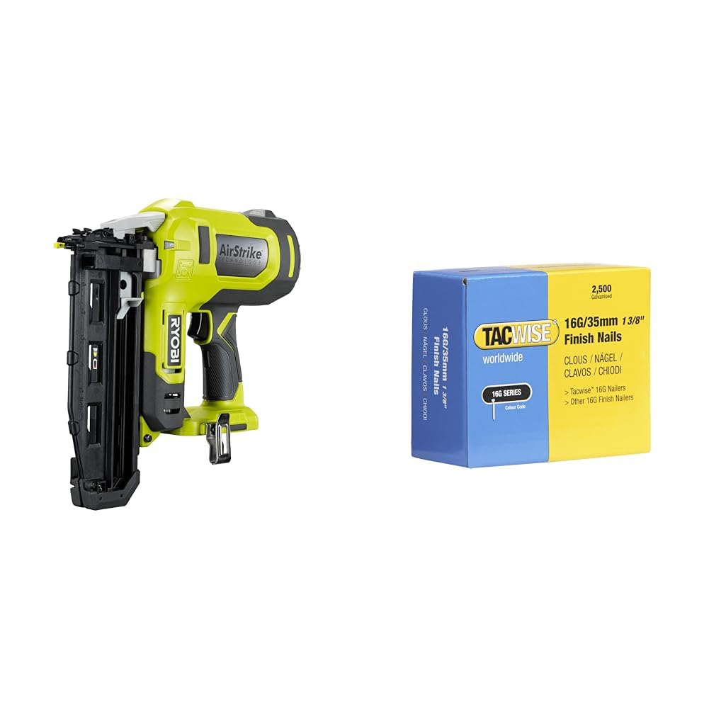 Cloueur de finition 16G Ryobi 18V pour éviter de fendre le bois avec clous Tacwise 35mm